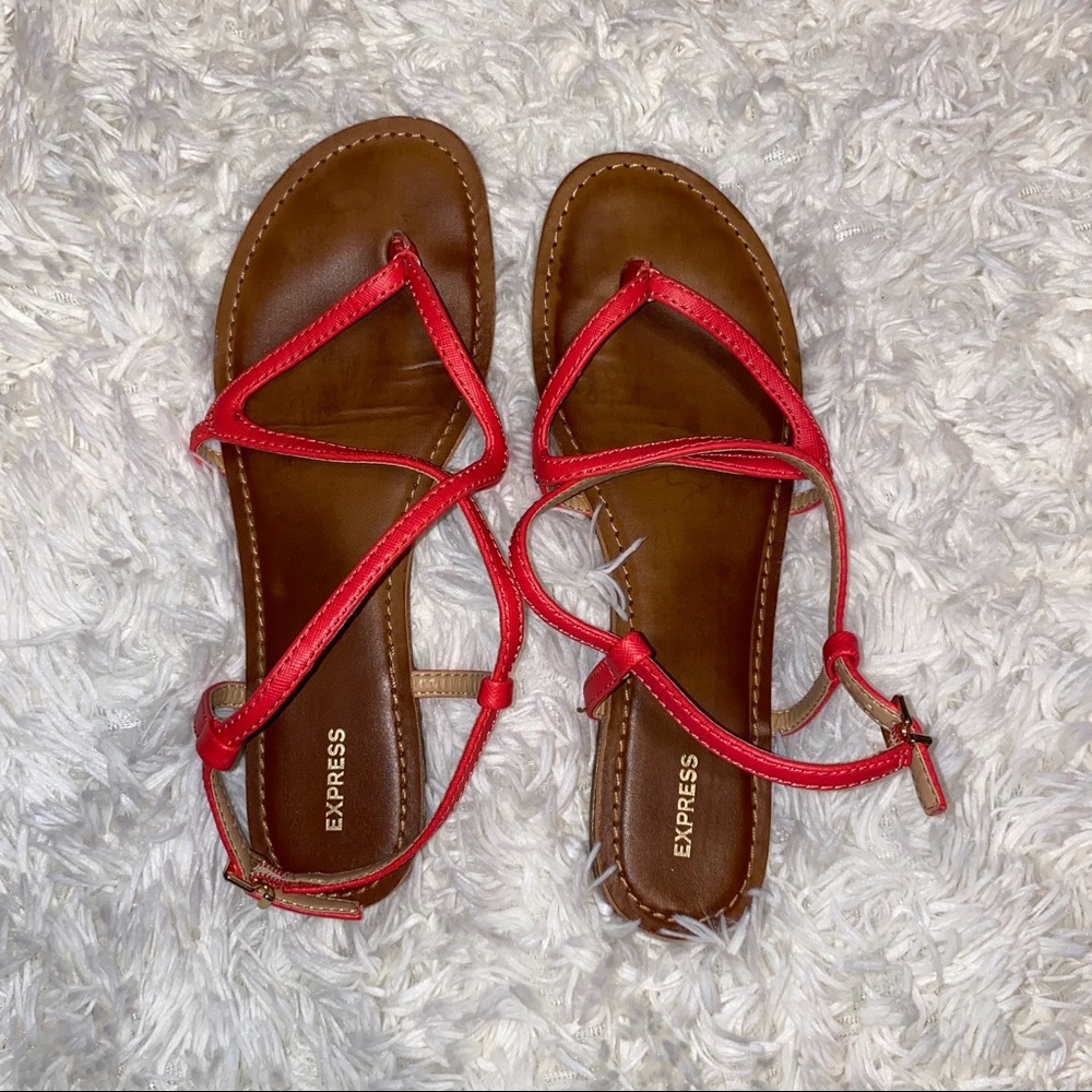 Express Coral/Orange Strappy Sandals